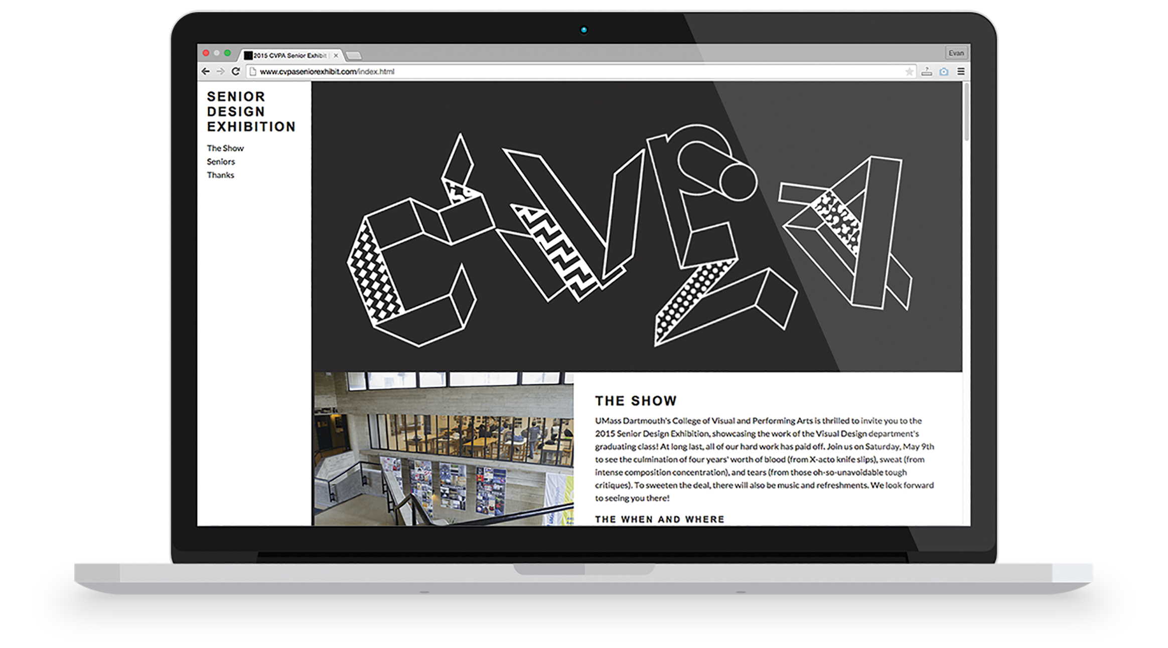 Laptop view of the Senior Design Exhibition site